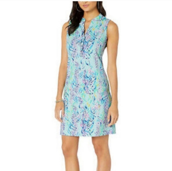 Lilly Pulitzer Sherryn Shift Dress Blue oasis tint Sz M - Picture 2 of 8